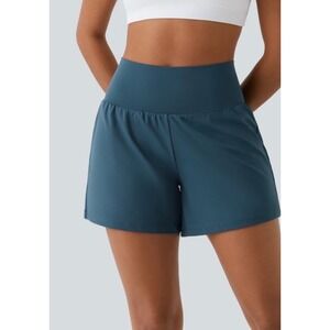 Halara Super High Waisted Pocket Yoga Shorts 5 Longer Length Majolica Blue XL